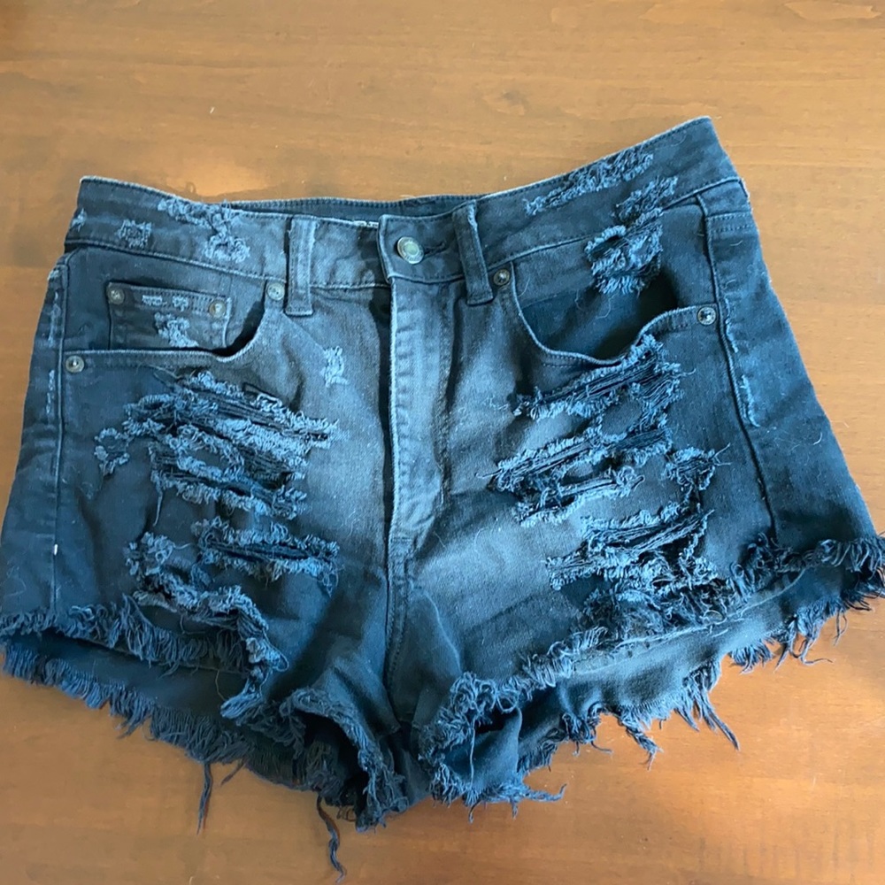 Ripped Black American Eagle Shorts